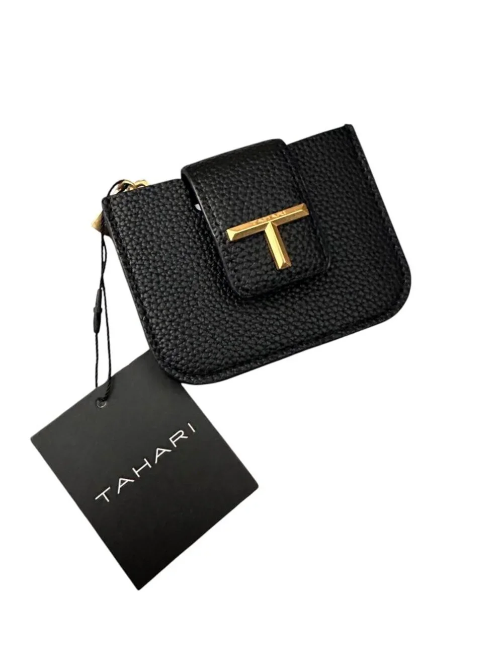 NEW Tahari Black Pebbled Leather Tarryn Small Card Holder Wallet